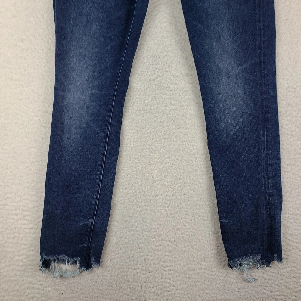 EXPRESS Jeans Womens 12 Blue Ankle Legging Mid Rise Stretch + Dark Wash Fray